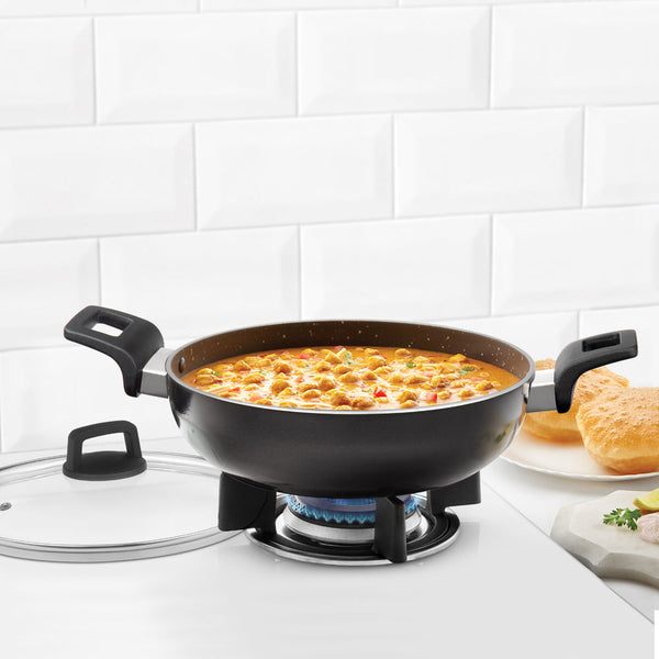 Borosil Granito Nonstick Induction Bottom Kadai W Lid