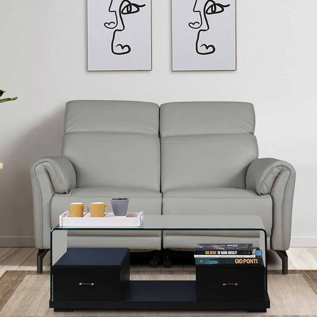 Emilia Half Leather Two Seater Electric Recliner