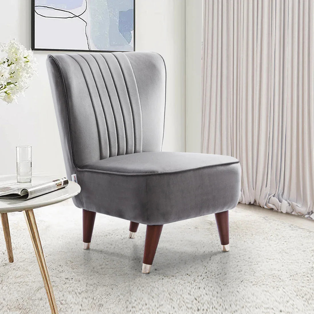 Jane Velvet Accent Chair in Dark Grey Colour - Main Image