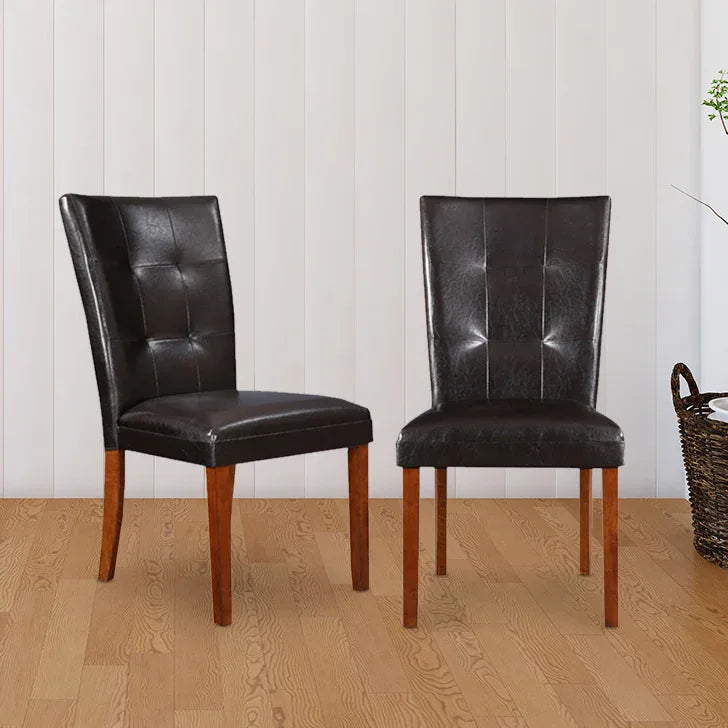 Brown Black Leather And Wood Dining Chairs Eden Solidwood