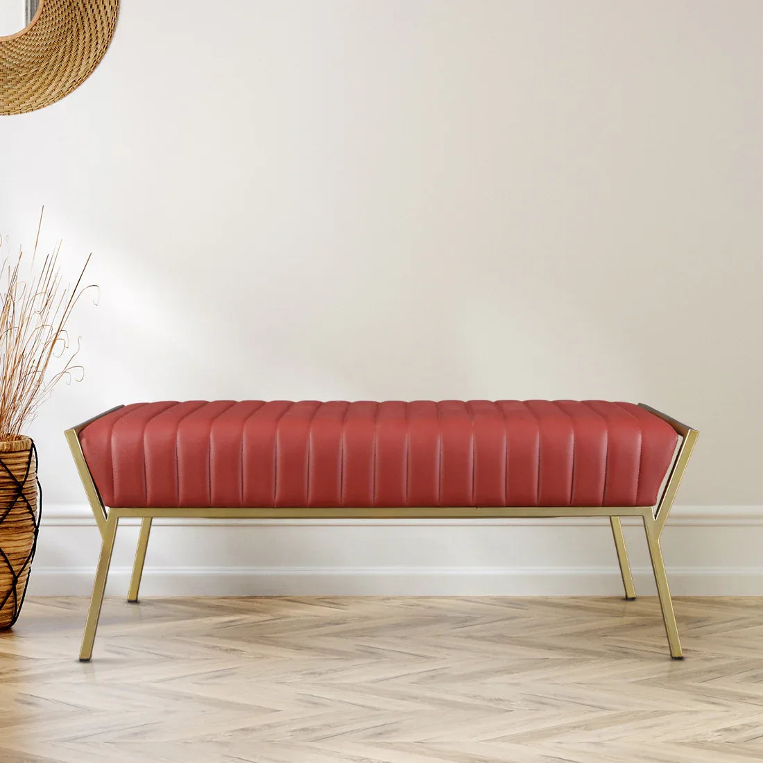 Arabella Metal Bed Bench in Rust and Gold Colour