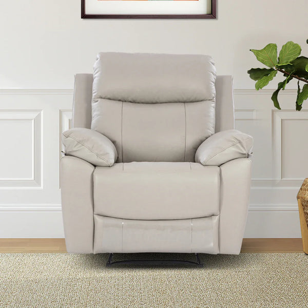 Quantum Half Leather Single Seater Recliner in Light Grey Colour - HomeTown