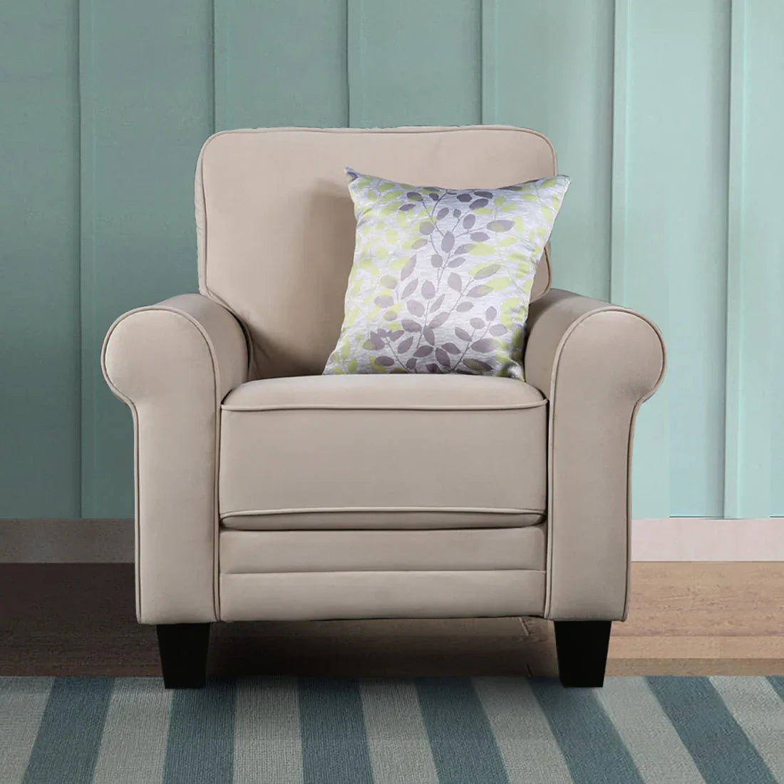 Claire Velvet Arm Chair in Beige Colour