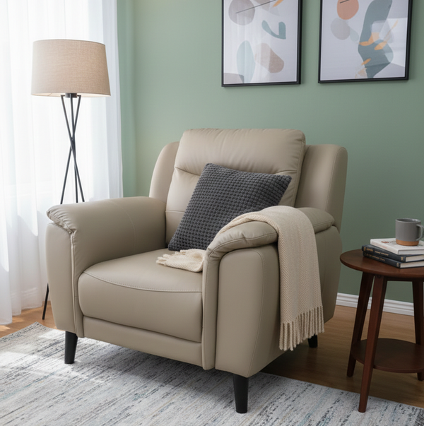 Alexa Elite Half Leather 1 Seater Beige