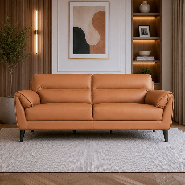 Sereno Half Leather 3 Seater Sofa Tan