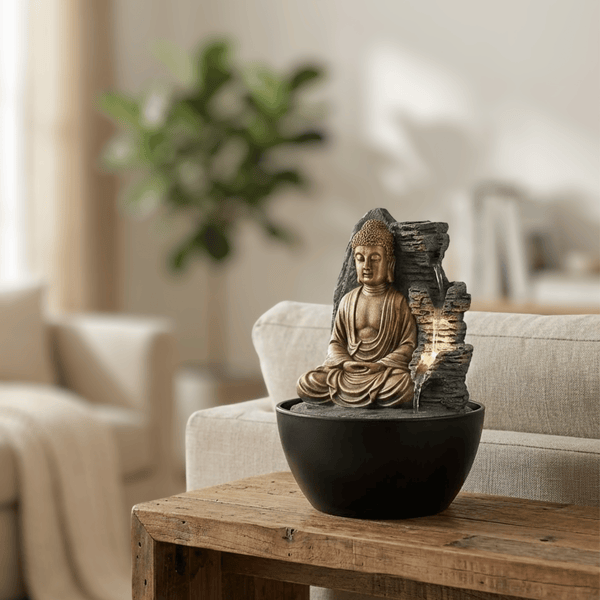 Impression Mini Buddha Fountain in Brass/brown