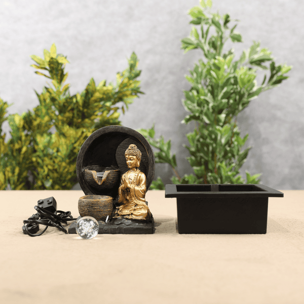 Impression Buddha Fountain in Gold/black