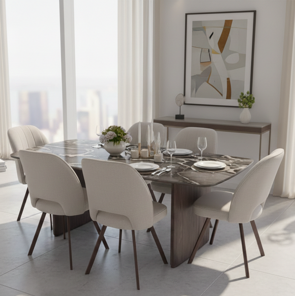 Oren Sintered Stone 6 Str Dining Set