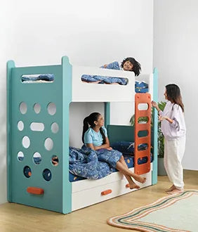 Climber New Bunk Bed with Climbing Wall, Ladder Trundle in Marine Teal Colour