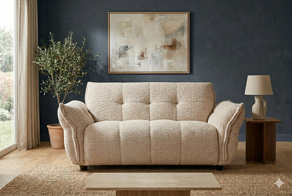 Hazel Fabric 2 Seater Sofa Beige
