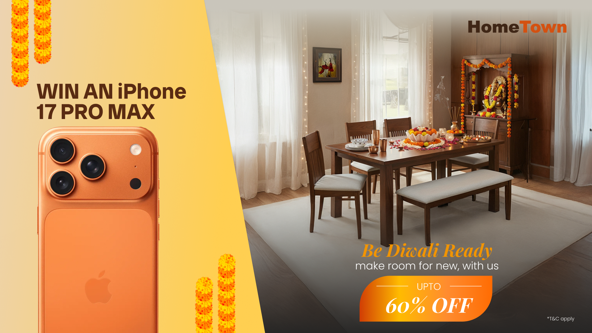 Celebrate Diwali with Hometown - Exclusive Diwali Furniture Offers & Chance to Win an iPhone 17 Pro Max