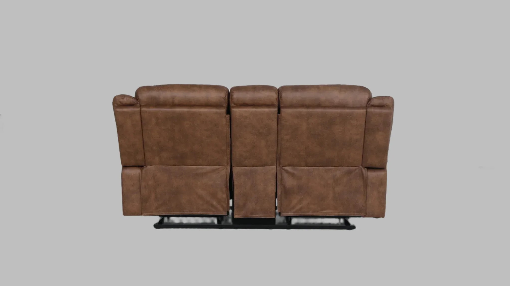 Liora 2 Seater Fabric Rocker + Recliner With Console in Brown Colour - HomeTown