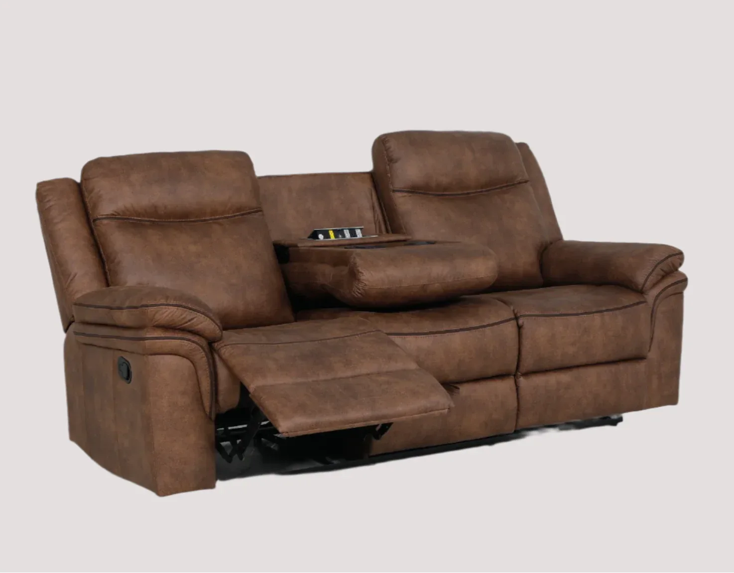 Liora 3 Seater Fabric Recliner in Brown Colour - HomeTown