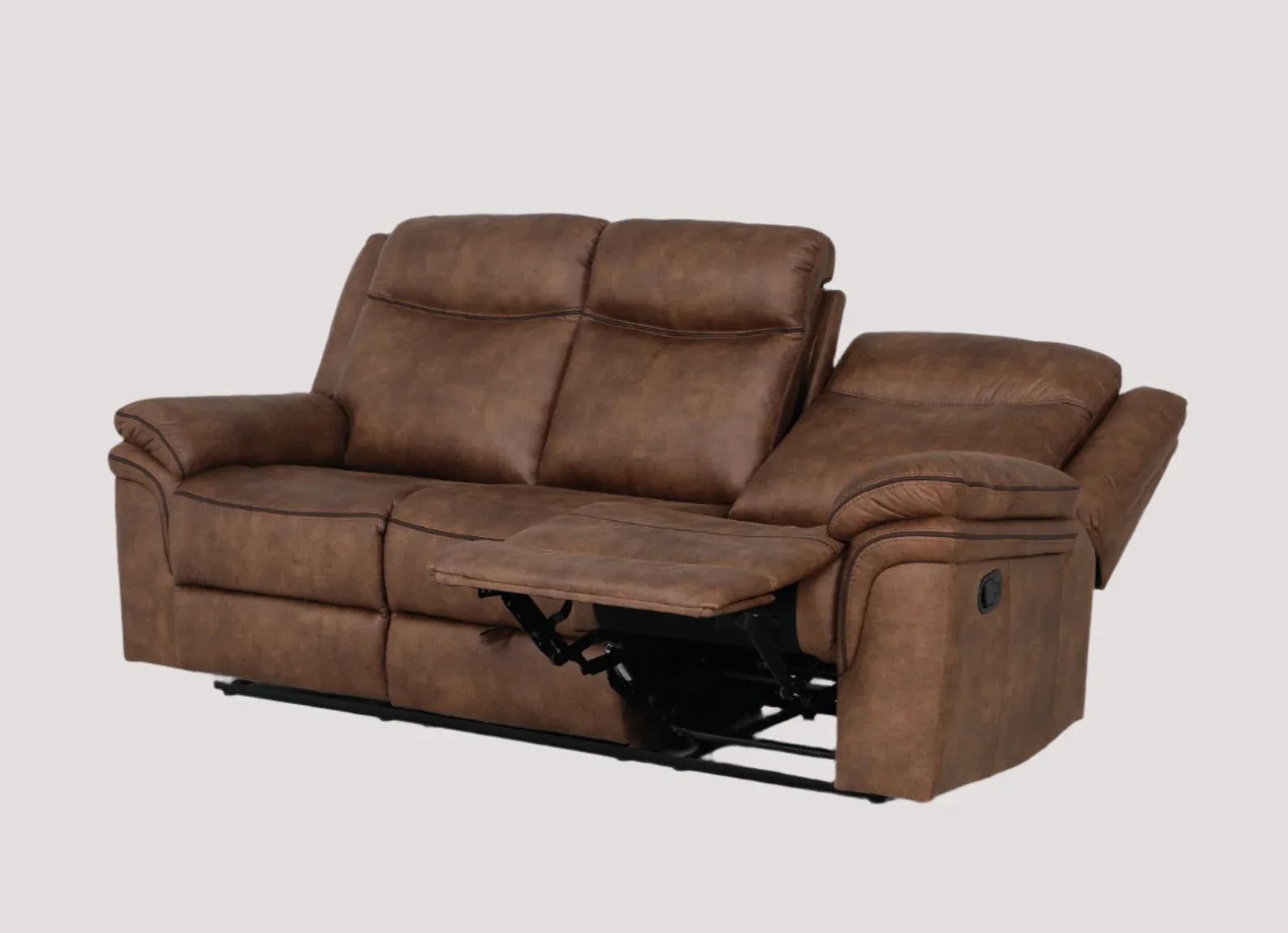 Liora 3 Seater Fabric Recliner in Brown Colour - HomeTown