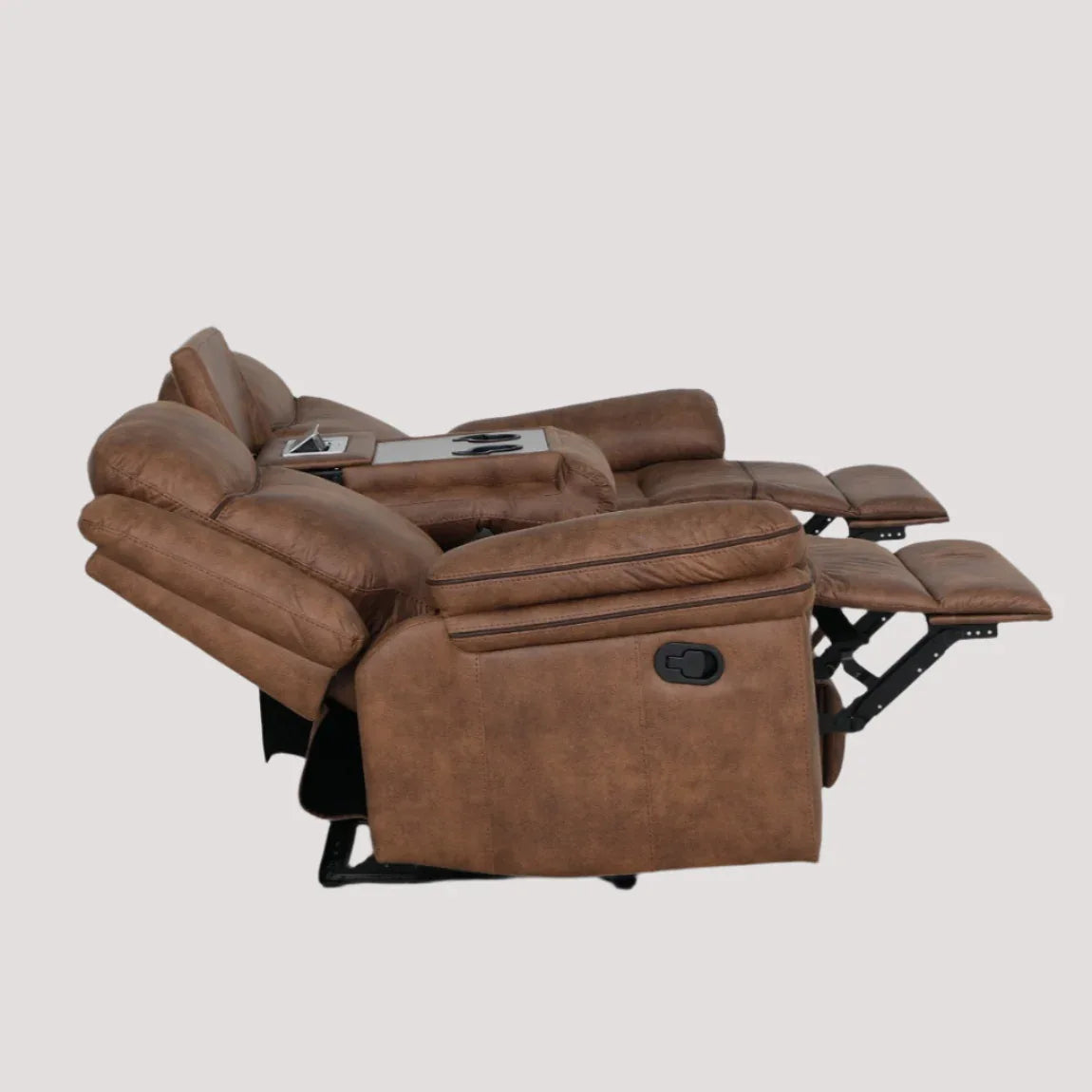 Liora 3 Seater Fabric Recliner in Brown Colour - HomeTown