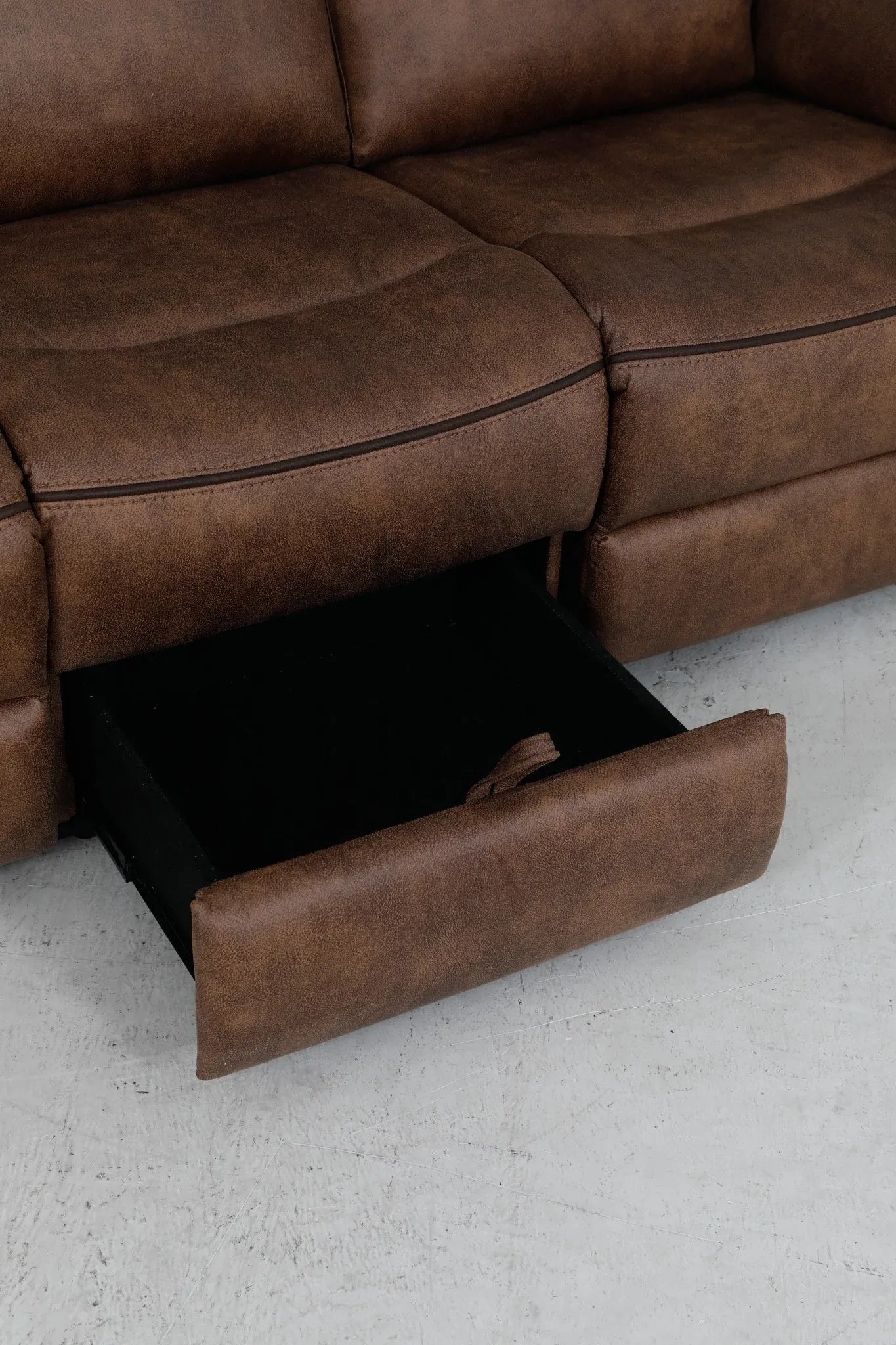 Liora 3 Seater Fabric Recliner in Brown Colour - HomeTown