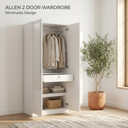 ALLEN PLUS 2 DOOR WARDROBE WITH MIRROR WHITE