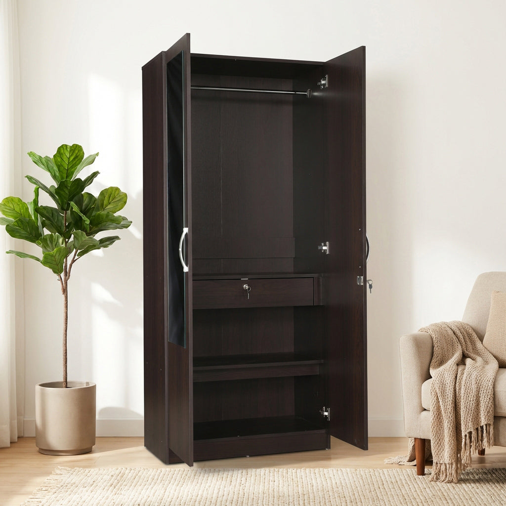 ALLEN PLUS 2 DOOR WARDROBE WITH MIRROR WALNUT