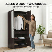 ALLEN PLUS 2 DOOR WARDROBE WITH MIRROR WALNUT