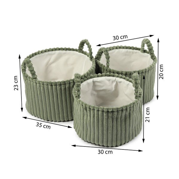 De Massion Cloud Weave Cloth Basket Squashy Green Set of 3 dimensions
