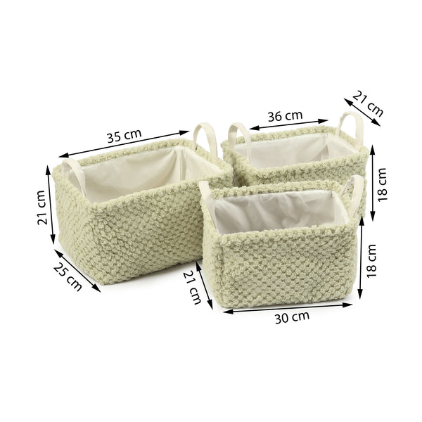 De Massion Warm Whirl Mint Green Basket Set of 3 dimensions