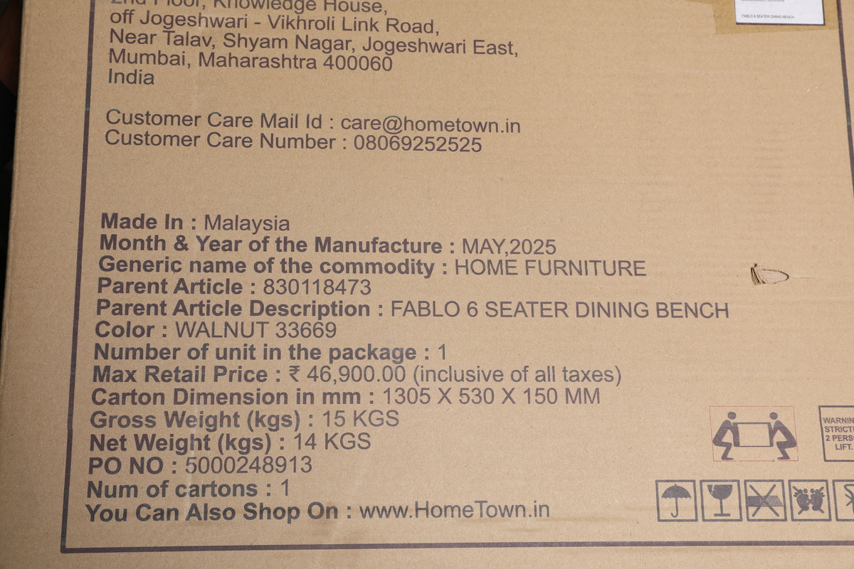 Fablo 6 Seater Dining Bench