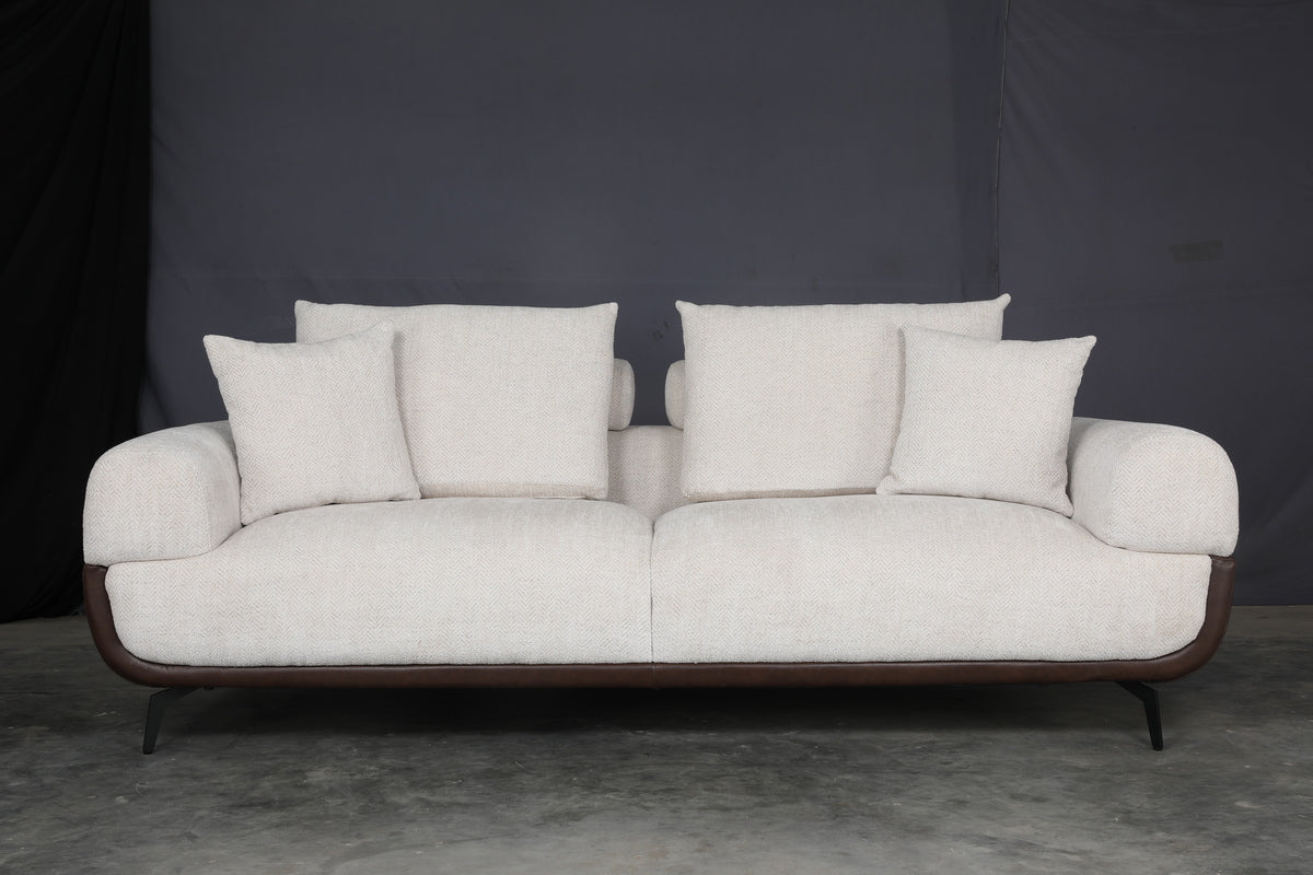 Arizona Fabric 3 Seater Sofa Beige & Brown