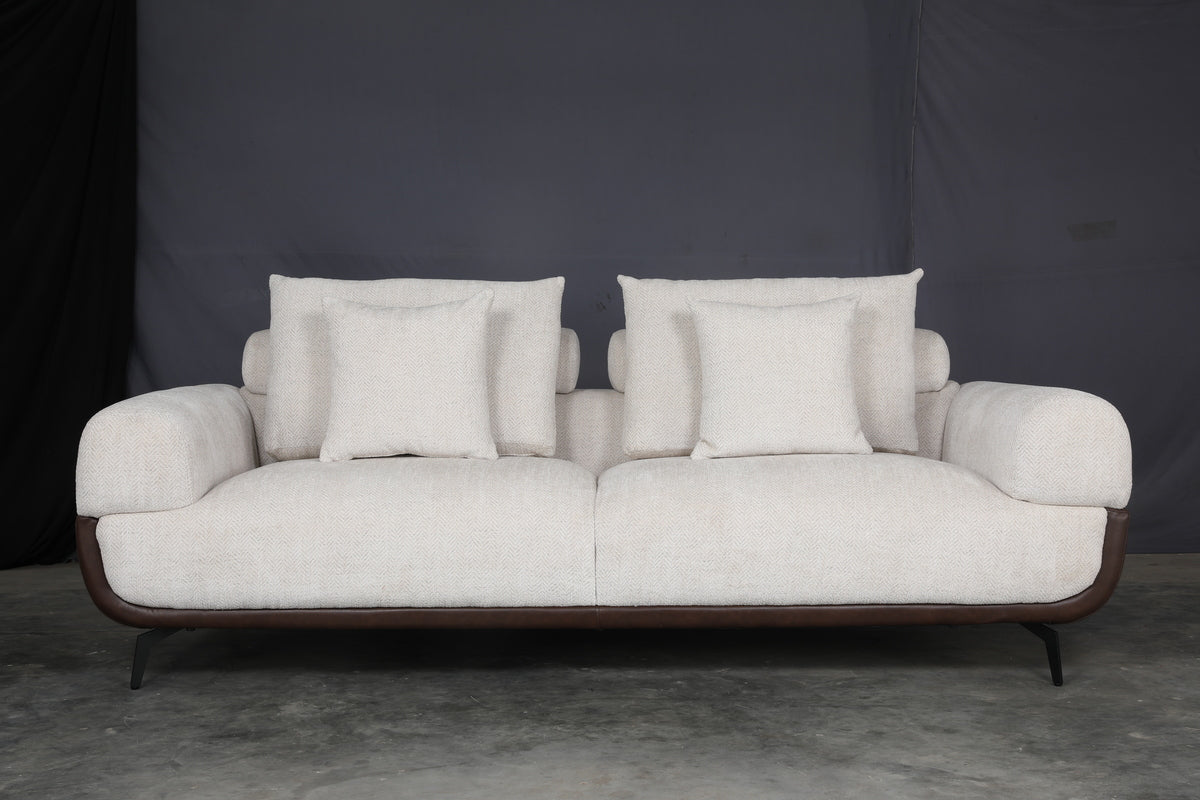 Arizona Fabric 3 Seater Sofa Beige & Brown