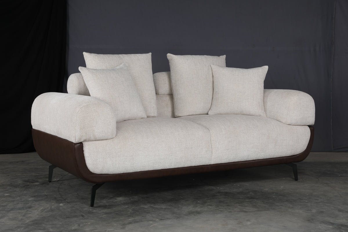 Arizona Fabric 2 Seater Sofa Beige & Brown
