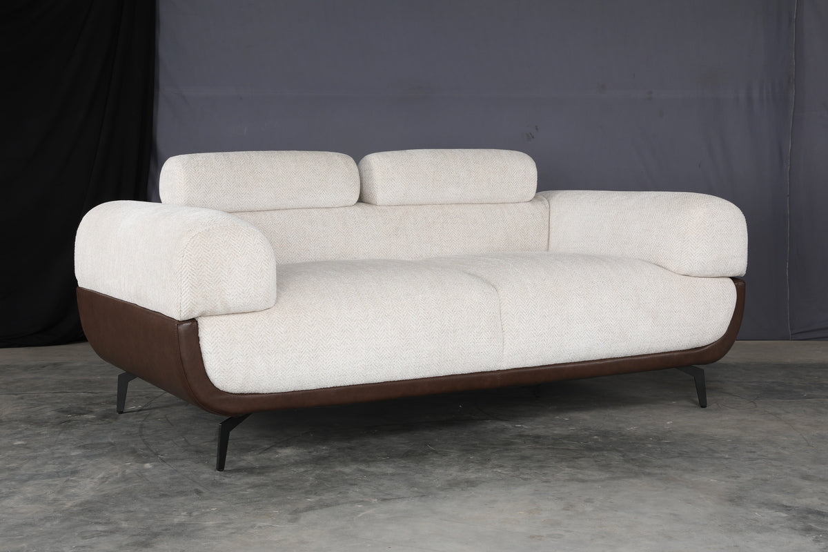 Arizona Fabric 2 Seater Sofa Beige & Brown