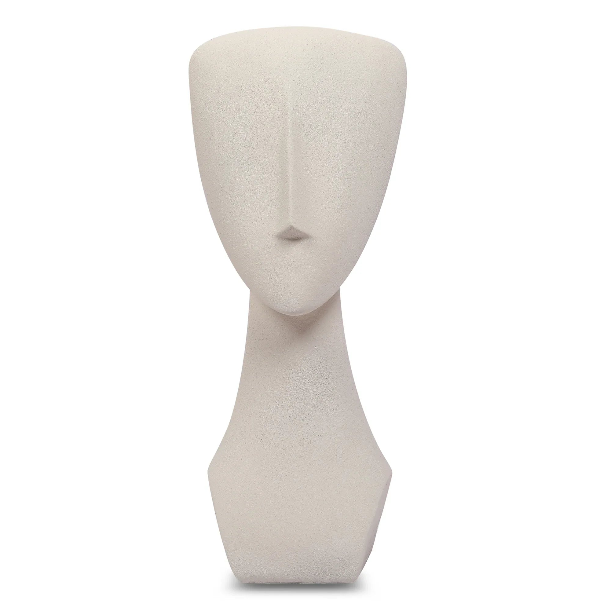 Miraya Modern Textured Face Polyresin Hand Finished Figurine Ivory 37cm by Living Essence - HomeTown