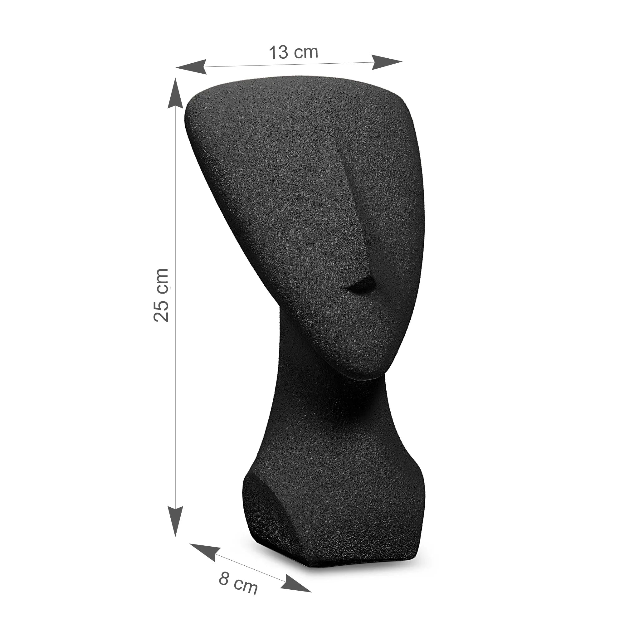 Miraya Modern Textured Face Polyresin Hand Finished Figurine Black 16cm by Living Essence - HomeTown