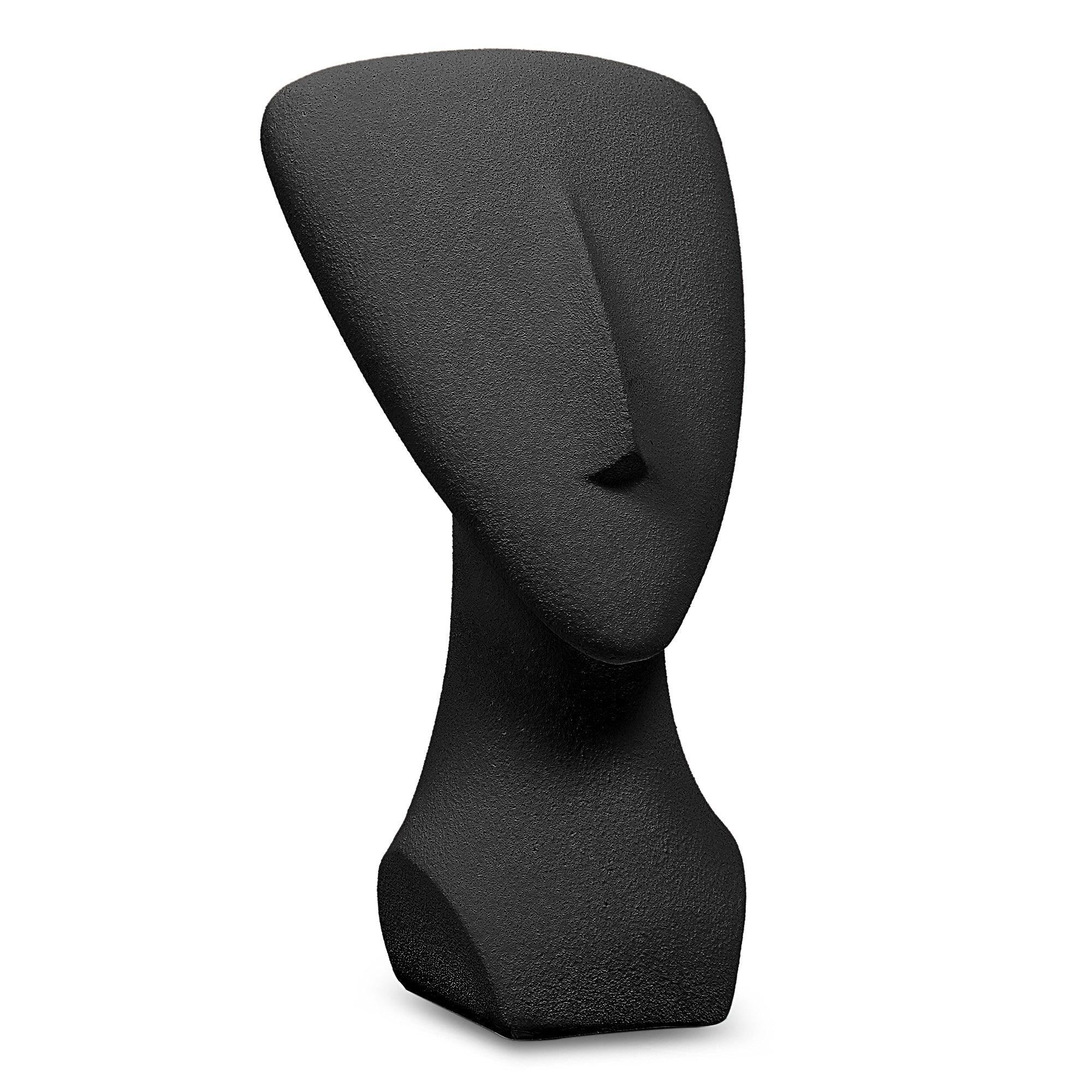 Miraya Modern Textured Face Polyresin Hand Finished Figurine Black 16cm by Living Essence - HomeTown
