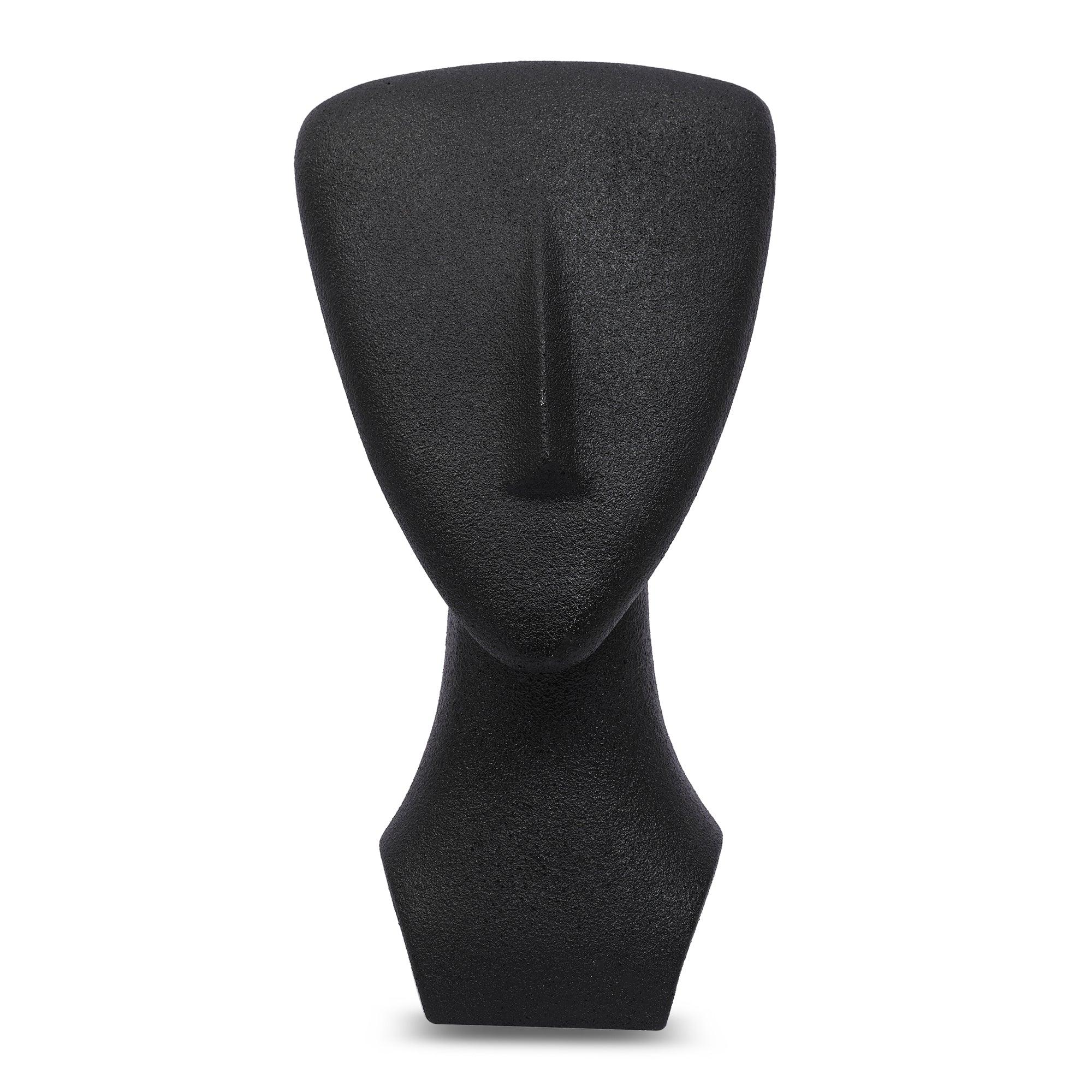 Miraya Modern Textured Face Polyresin Hand Finished Figurine Black 16cm by Living Essence - HomeTown