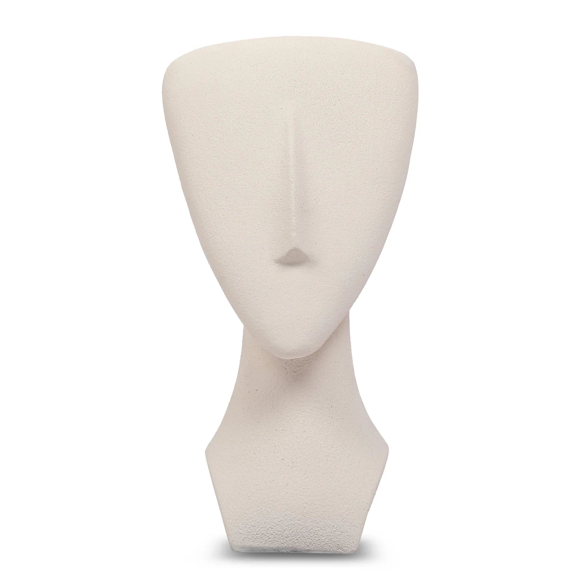 Miraya Modern Textured Face Polyresin Hand Finished Figurine Ivory 16cm by Living Essence - HomeTown