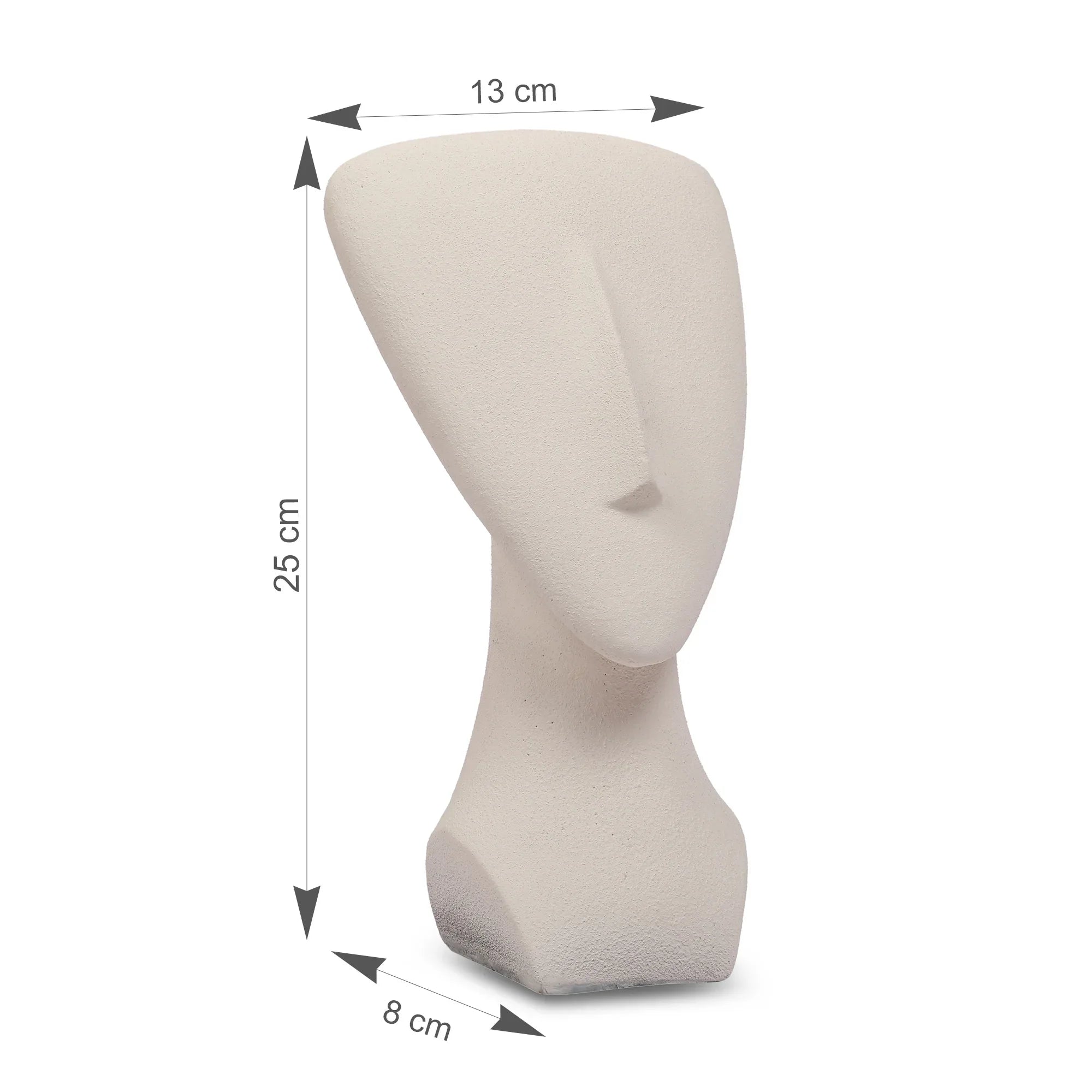 Miraya Modern Textured Face Polyresin Hand Finished Figurine Ivory 16cm by Living Essence - HomeTown