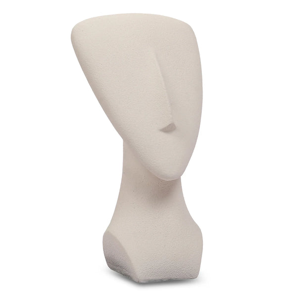 Miraya Modern Textured Face Polyresin Hand Finished Figurine Ivory 16cm by Living Essence dimensions