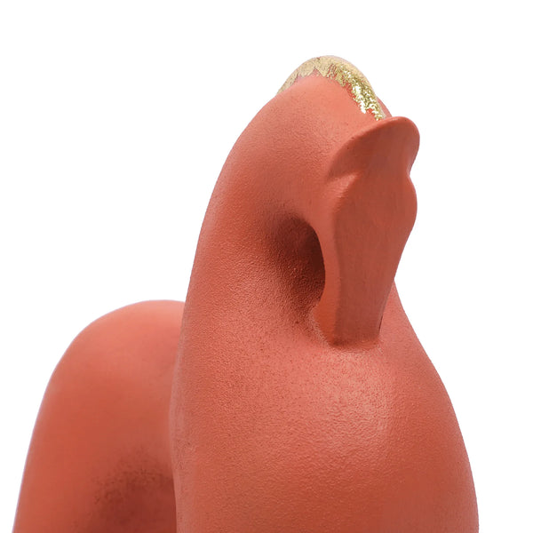 Miraya Contemporary Horse Polyresin Hand Finished Figurine Terracotta 27cm by Living Essence dimensions