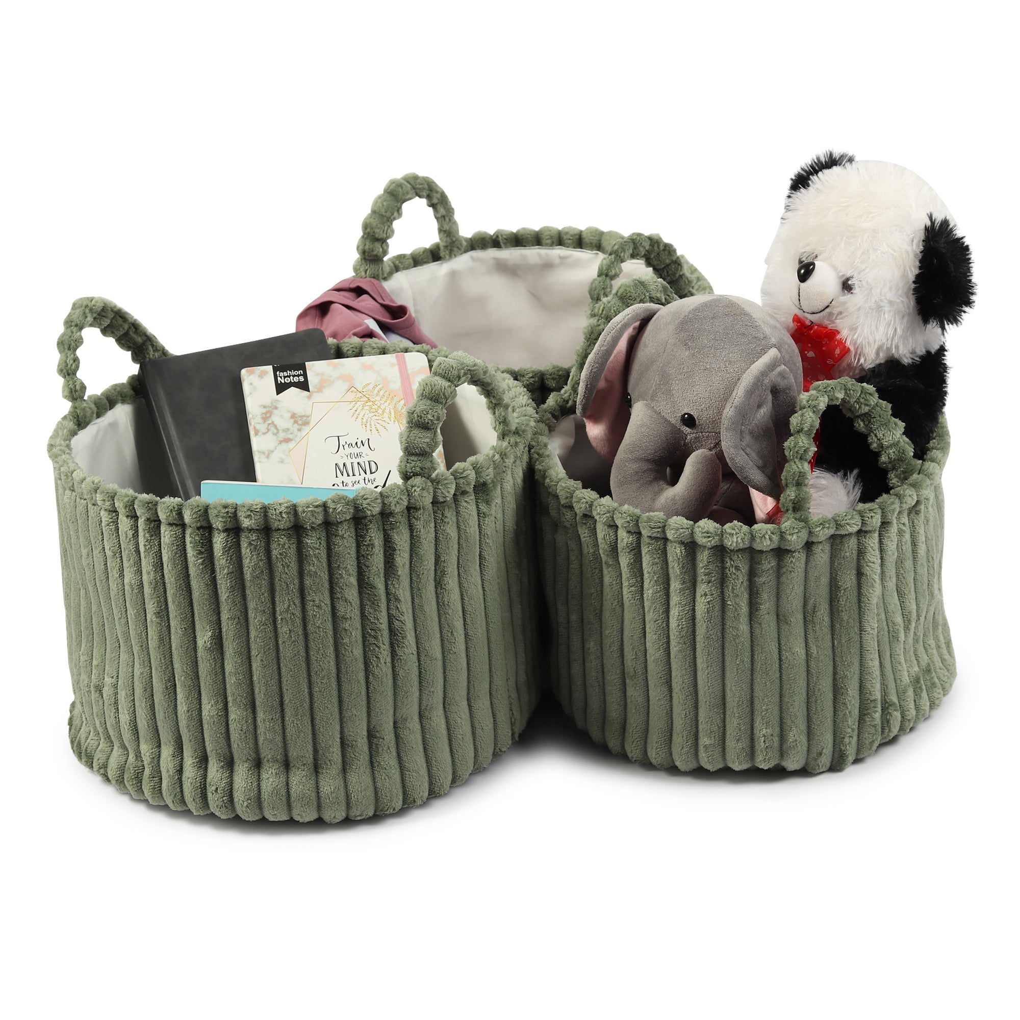 De Massion Cloud Weave Cloth Basket Squashy Green Set of 3