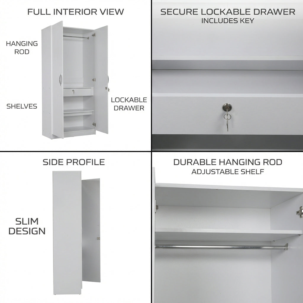 WILLY PLUS 2 DOOR WARDROBE WHITE