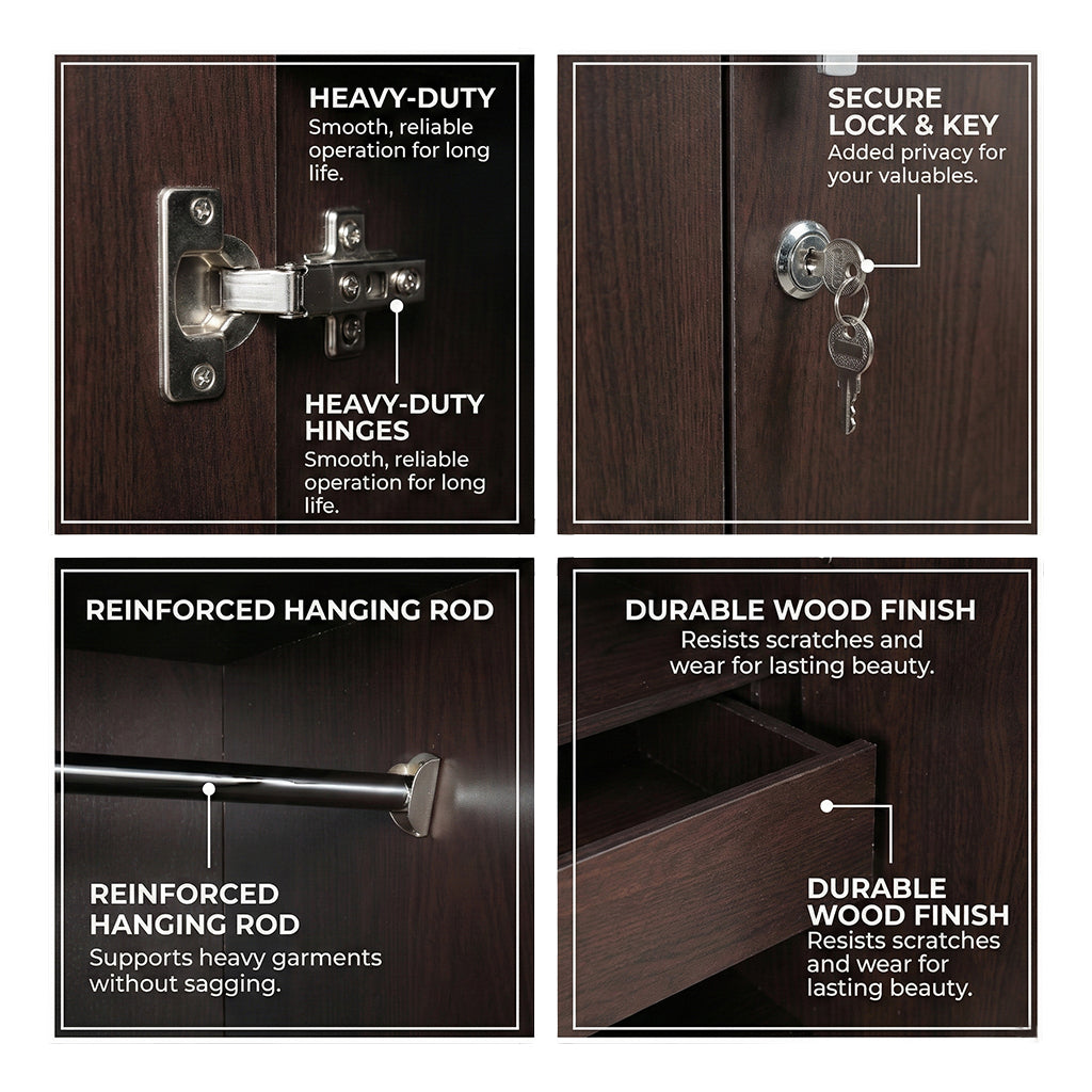 ALLEN PLUS 4 DOOR WARDROBE WITH MIRROR WALNUT