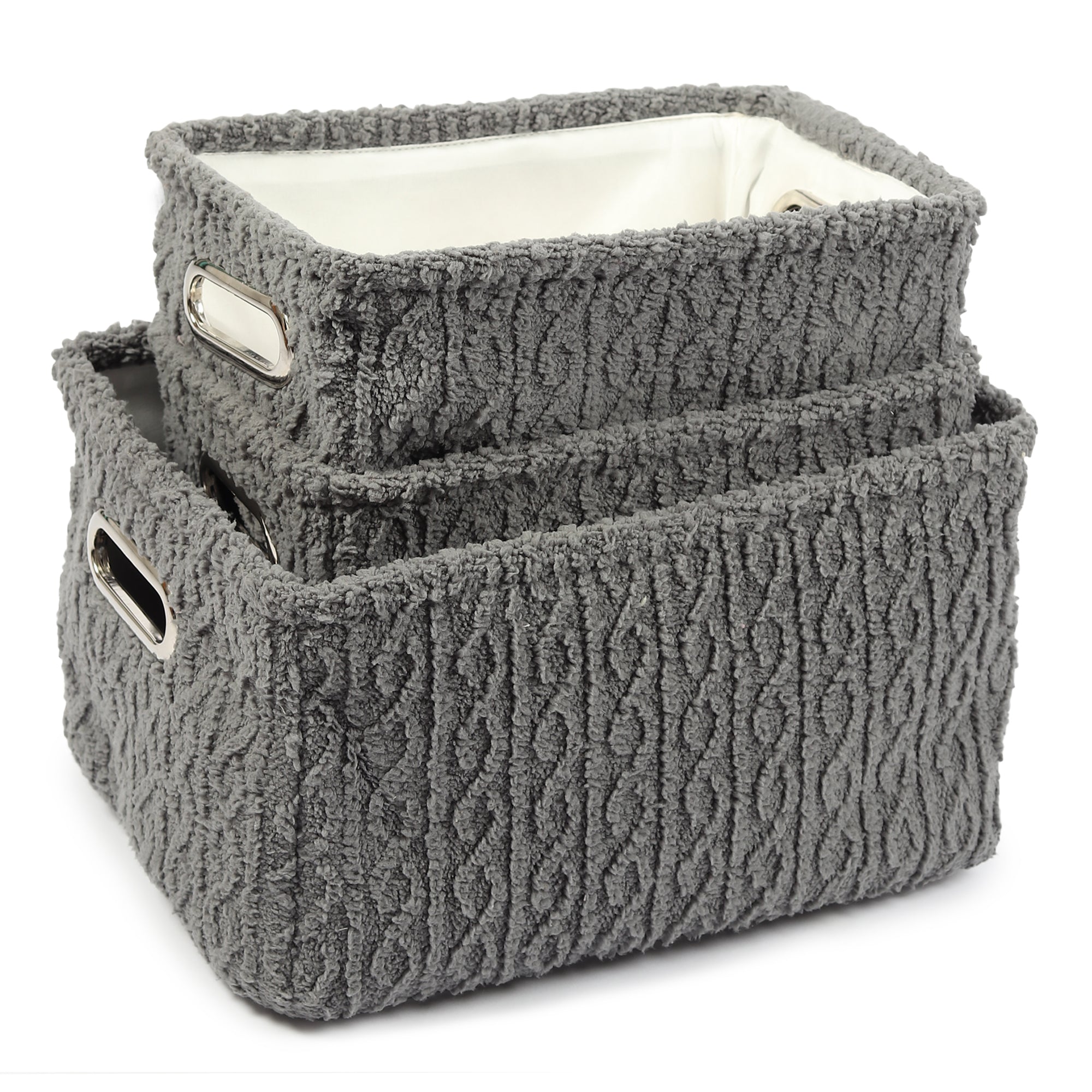 De Massion Warm Whirl Ash Grey Basket Set of 3