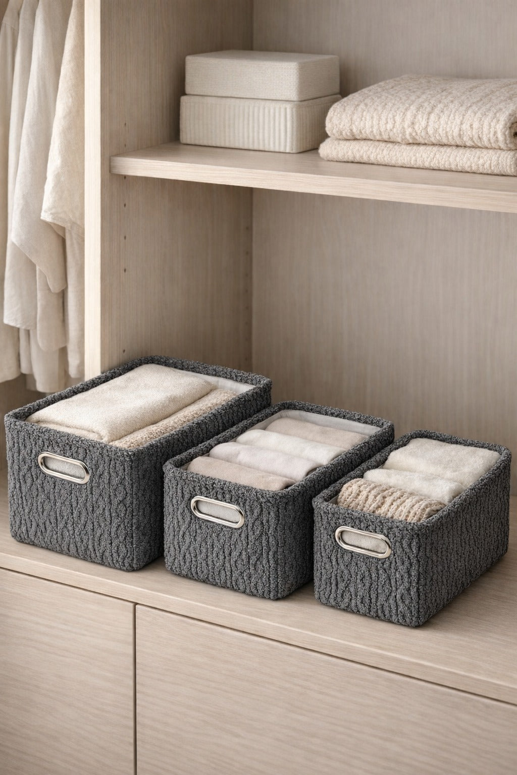 Warm Whirl Ash Grey Basket set of 3