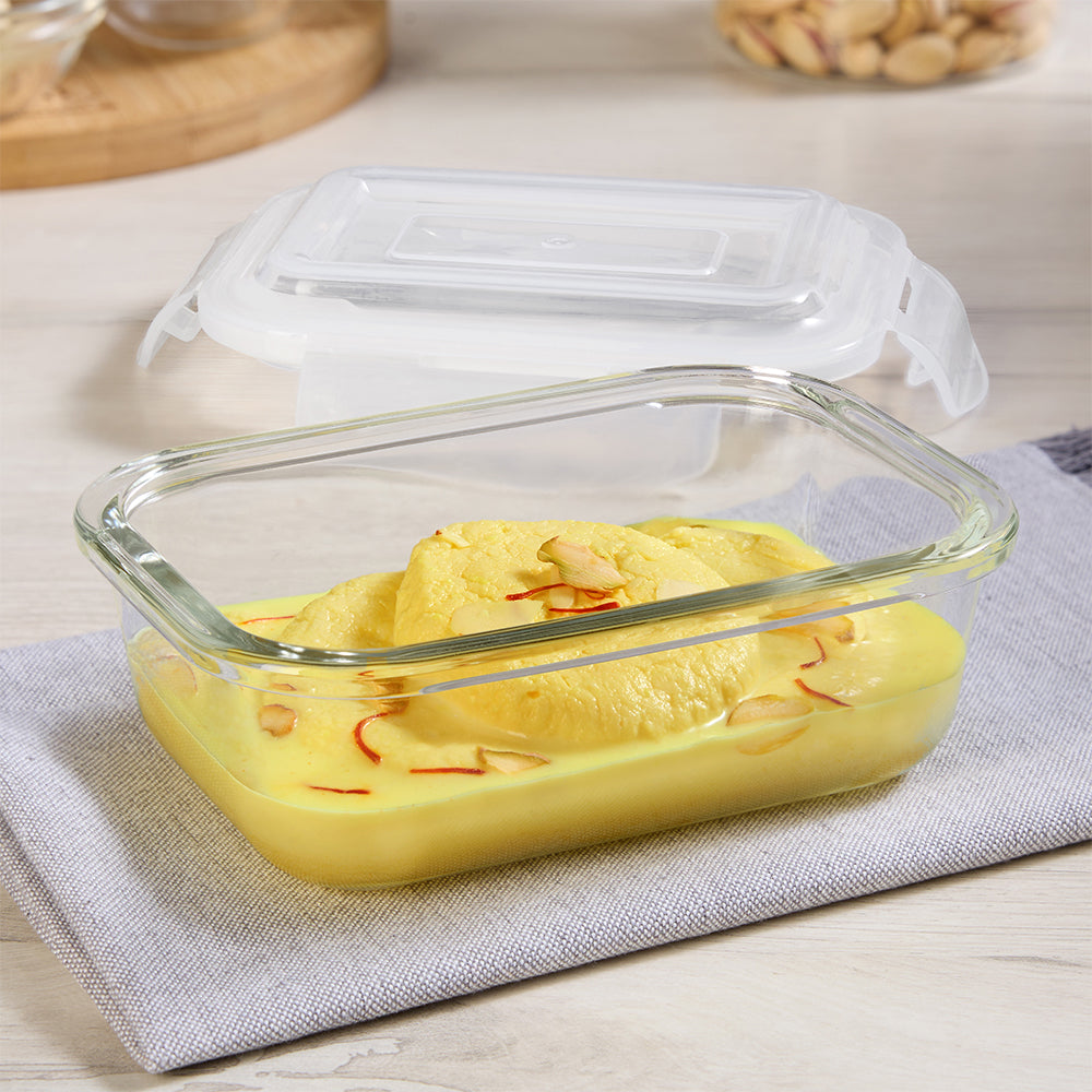 BOROSIL RECTANGULAR CONTAINER WITH LID 370ML