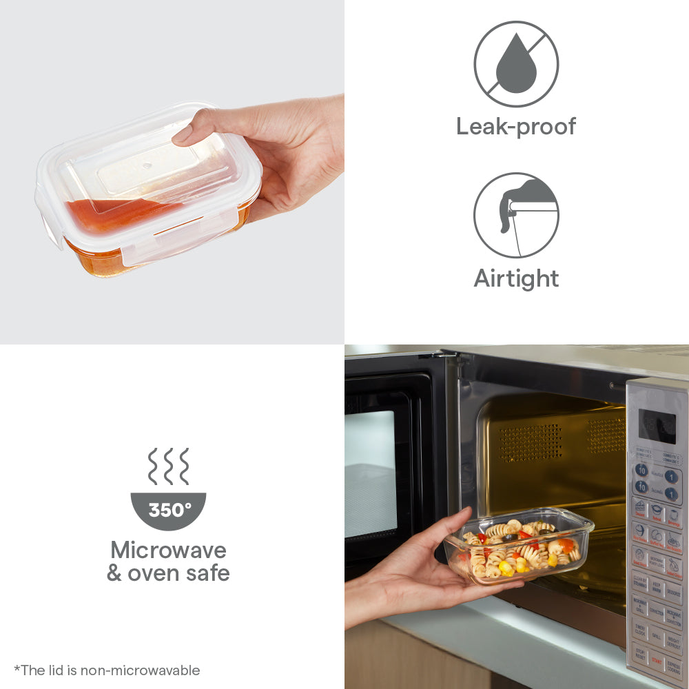 BOROSIL RECTANGLE CONTAINER WITH LID-640ML