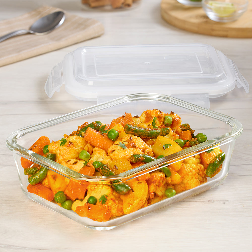 BOROSIL RECTANGULAR CONTAINER WITH LID-1040ML