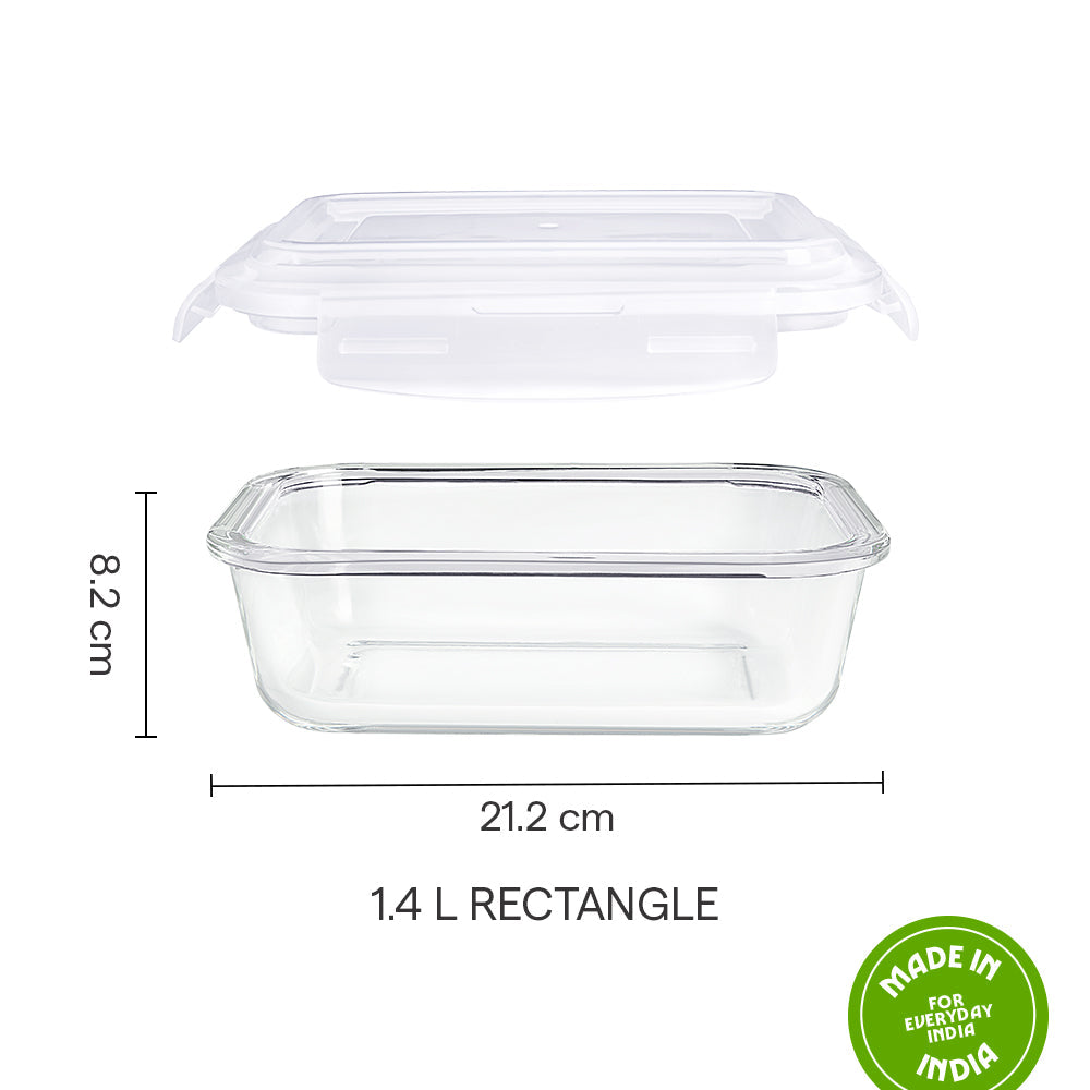 BOROSIL RECTANGULAR CONTAINER WITH LID-1040ML