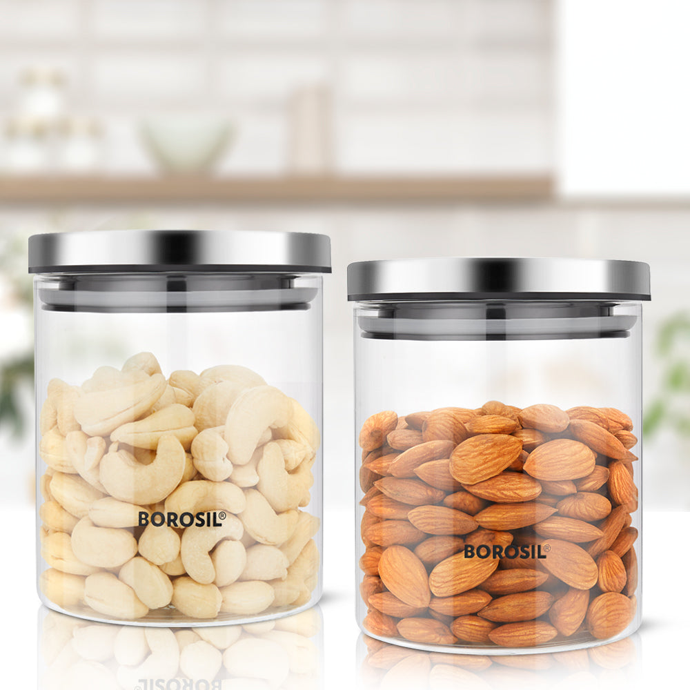 BOROSIL GLASS CLASSIC JAR 600 ML  2 PCS SET