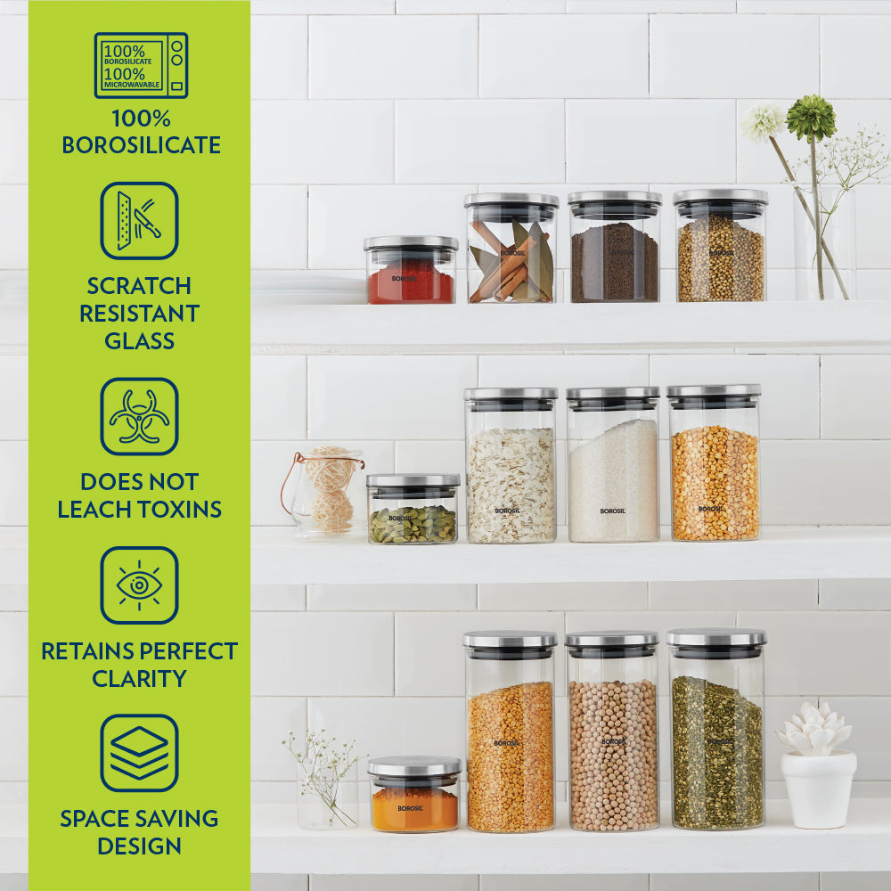 BOROSIL GLASS CLASSIC JAR 600 ML  2 PCS SET