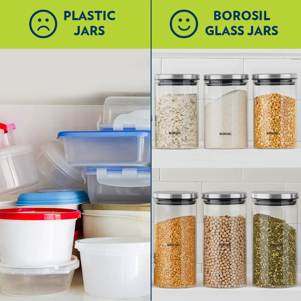 BOROSIL GLASS CLASSIC JAR 600 ML  2 PCS SET